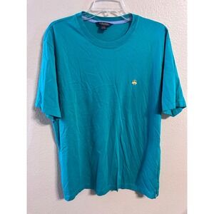 Brooks Brothers Mens T-Shirt Large‎ Teal Supima Cotton Crew Neck Short Sleeve